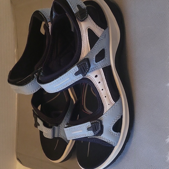Ecco Light Blue Nubuck Leather Sandals W0's 10 - Picture 2 of 10